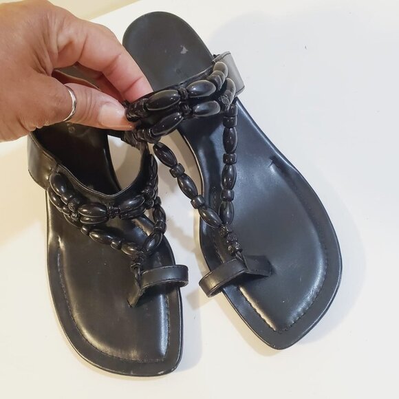 Ann Marino Black Sandals Size 7 - Picture 3 of 9